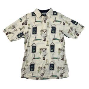 Palmland Club Polo Shirt Mens M Medium Ivory Cotton Blend Golf Clubhouse Trophy